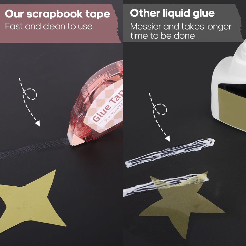 Secopad Scrapbook Tape, 0.3IN x 39FT Double Sided Tape Roller for Crafts, Adhesive Glue Runner Scrapbooking Supplies Journaling School Office Supplies for Kids and Adults, 4 Pack - Image 3