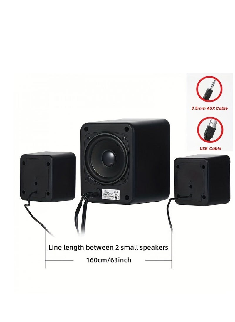 High Quality 2.1 Stereo with Bluetooth Phone Connectivity Desktop Speakers with LED Ambient Lighting - USB Powered, 3.5mm Audio Jack, Wired Connection for PC, Laptop, Tablet, Game Consoles and MP3/MP4 Devices, Modern Blue Design