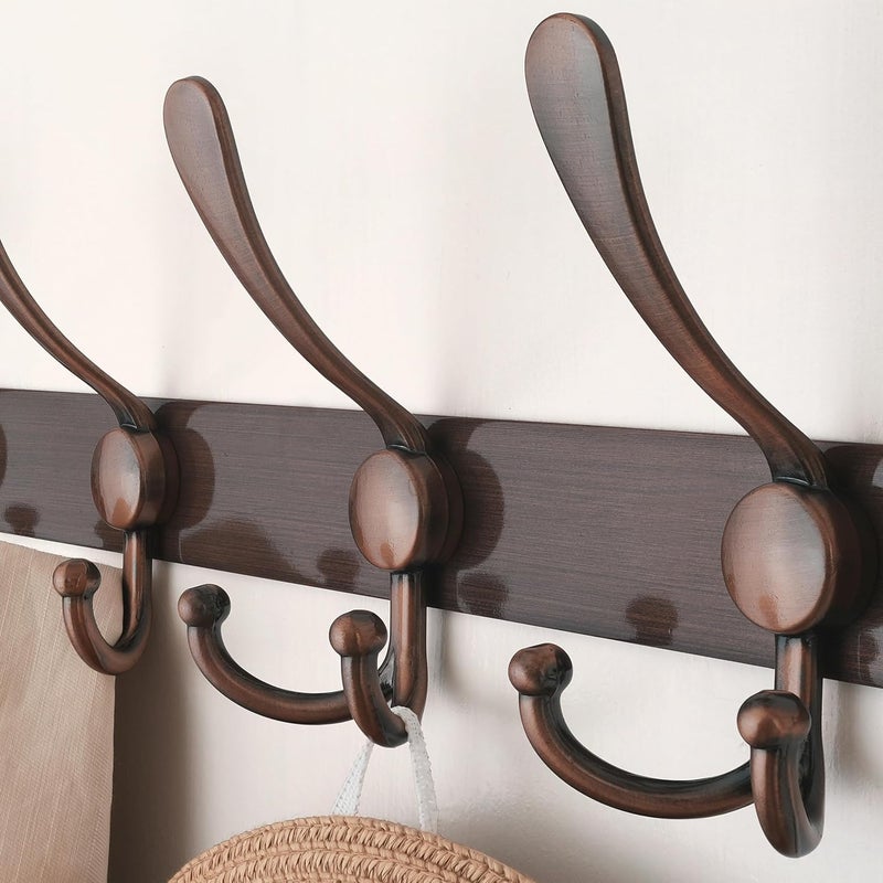 Dseap Easy store & transit build Wall Mounted Coat Rack - 5 Tri Hooks, Heavy Duty, Stainless Steel, Metal Coat Hook Rail for Coat Hat Towel Purse Robes Mudroom Bathroom Entryway (Antique Copper, 2 Packs) Budget friendly premium quality - Image 4