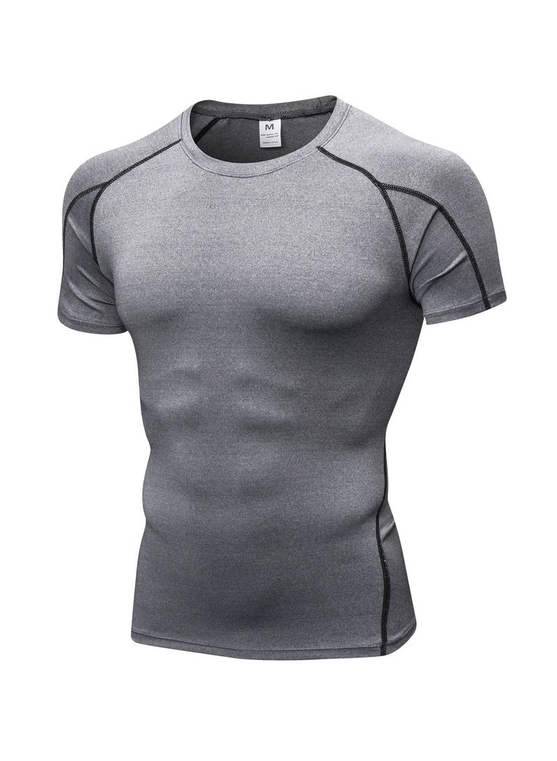 نيبمينينت Men Quick Dry Breathable Elastic T-Shirt Grey - Image 1