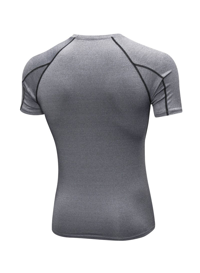 نيبمينينت Men Quick Dry Breathable Elastic T-Shirt Grey - Image 2