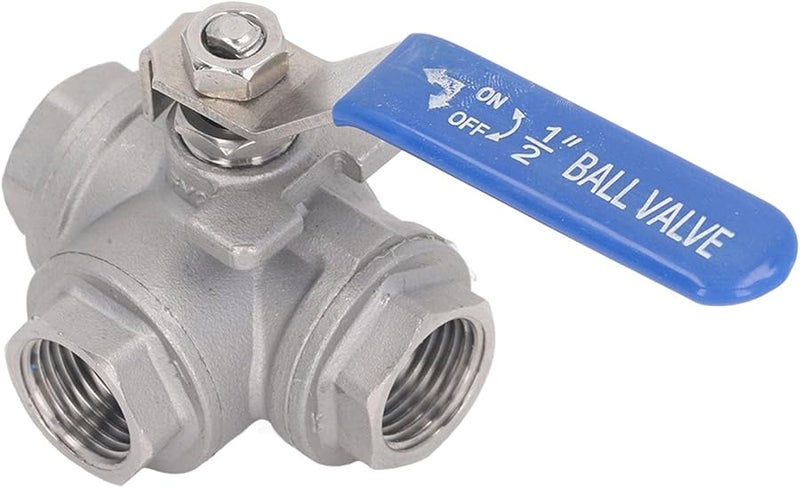 304 الفولاذ المقاوم للصدأ صمام كرة ثلاثي الاتجاه 1 2 بوصة DN15 خيط أنثى L نوع يدوي - Image 3