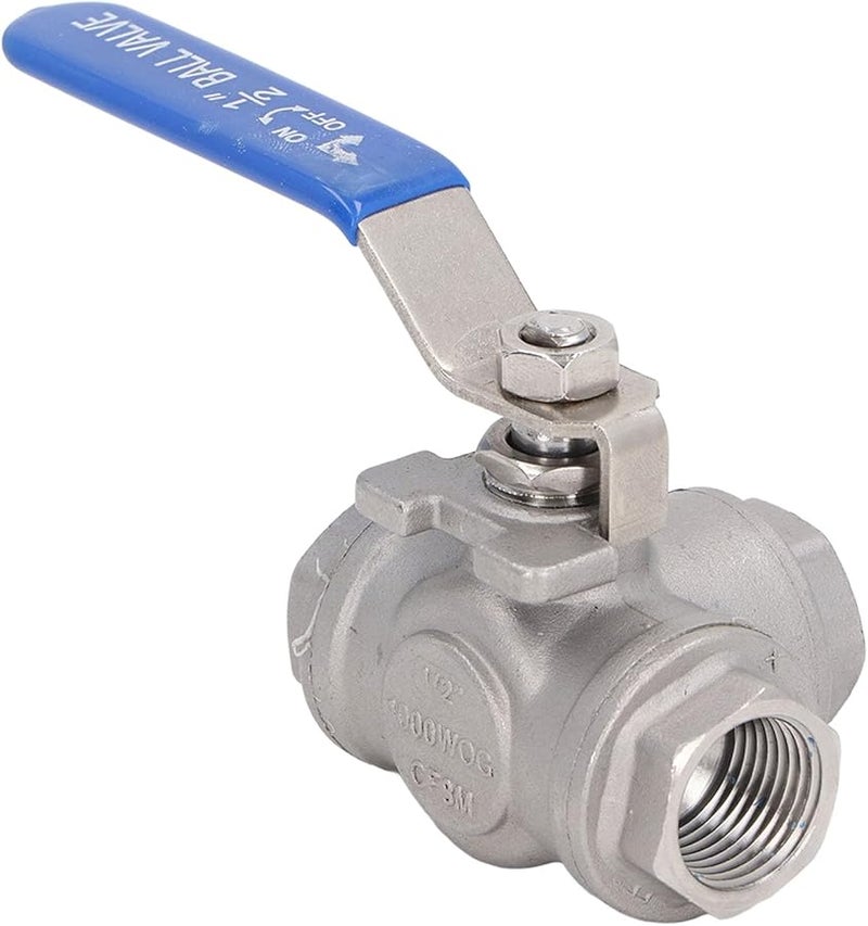 304 الفولاذ المقاوم للصدأ صمام كرة ثلاثي الاتجاه 1 2 بوصة DN15 خيط أنثى L نوع يدوي - Image 5