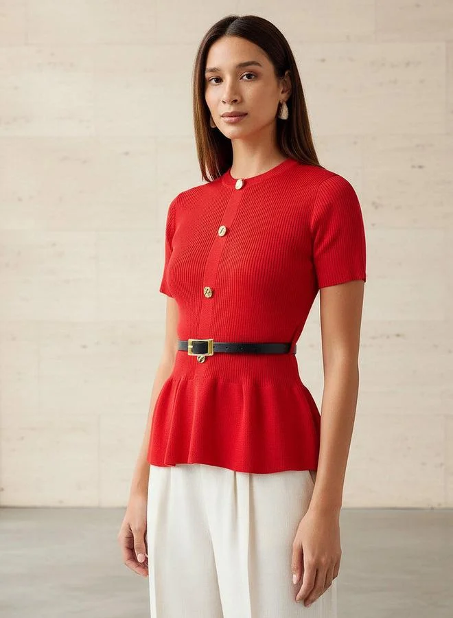 2Xtremz 2Xtremz Crew Neck Peplum Top