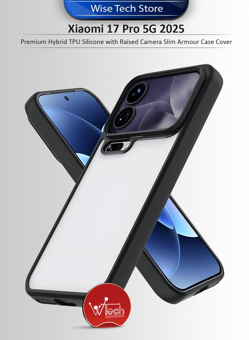 Wtech Xiaomi 17 Pro 5G 2025 Premium Hybrid TPU Silicone with Raised Armour Bumpers Slim Case Cover (MCAPSA) - Clear/Black - Image 1