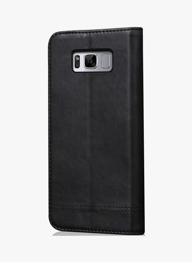 Loquat Leather Flip Cover With Wallet For Samsung Galaxy S8 Black - Image 2