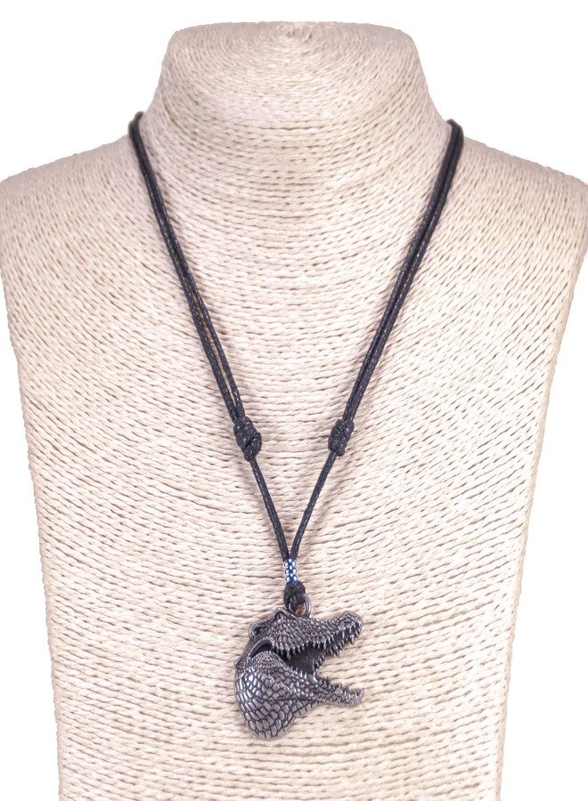 BlueRica Gator Head on Adjustable Black Cord Necklace - Image 3
