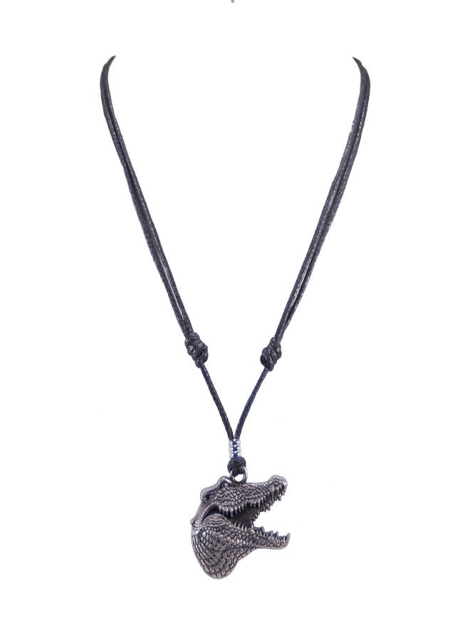 BlueRica Gator Head on Adjustable Black Cord Necklace - Image 1
