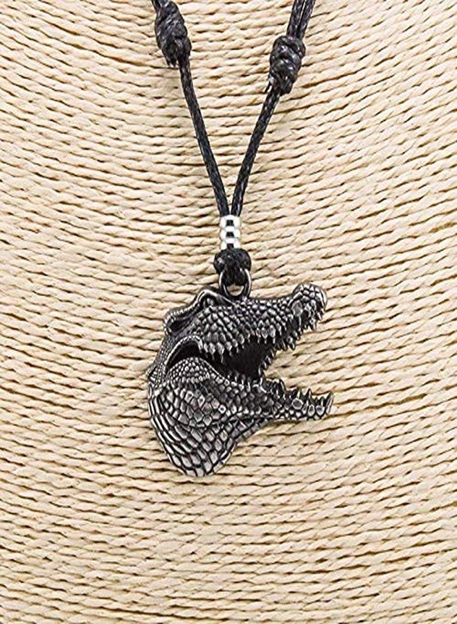 BlueRica Gator Head on Adjustable Black Cord Necklace - Image 4