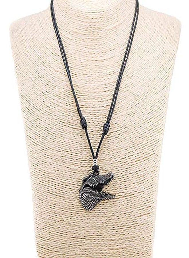 BlueRica Gator Head on Adjustable Black Cord Necklace - Image 2
