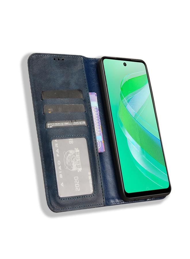 زبون جراب لهاتف Infinix Smart 8 X6525 مصنوع من الجلد بمشبك مغناطيسي بتصميم كلاسيكي - Image 4