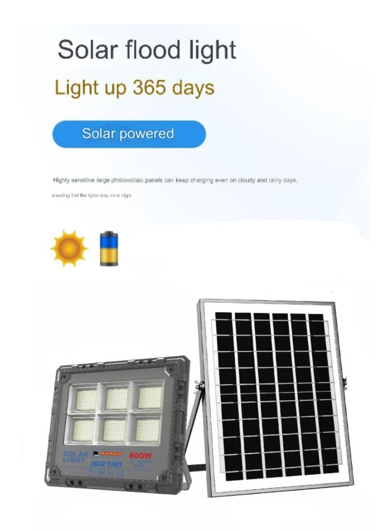JORTAN 800 Watt High Bright Solar LED Floodlight, 10700 Lumens, IP66 Waterproof, High Capacity 35000 mAh Battery, 35 Watt Fast Charging Solar Panel, 12 to 16 Hours Backup Indoor Outdoor Solar Floodlight - Image 2