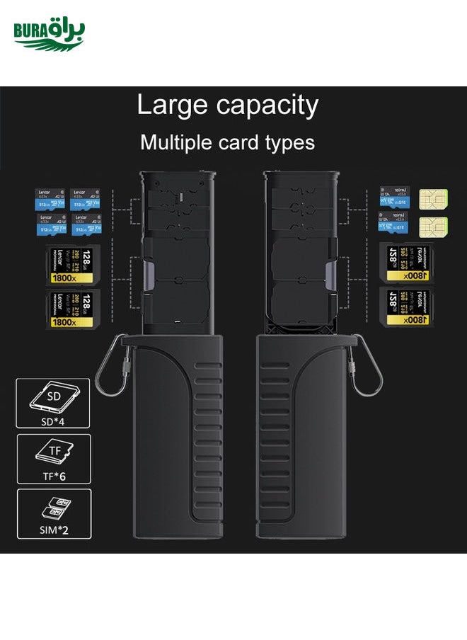 BURAQ - Desiontal DK10 Portable High-Speed Computer Phone Read / Write 2 In 1 Card Reader Large Capacity Flash Card Case(Black) - Image 1