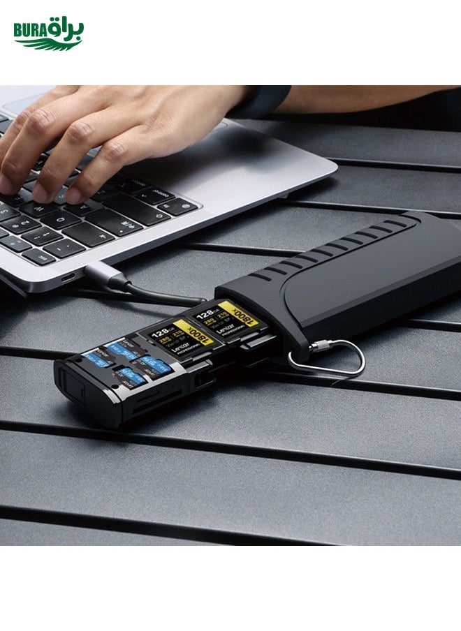 BURAQ - Desiontal DK10 Portable High-Speed Computer Phone Read / Write 2 In 1 Card Reader Large Capacity Flash Card Case(Black) - Image 1