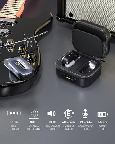 Xvive AC58 Wireless Guitar System 58GHz A58 Guitar Wireless System with Charging Case for Active or Passive Pickup ElectricAcoustic Bass Guitar - Image 3