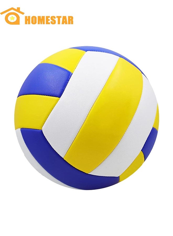 هومستر الكرة الطائرة الرسمية الحجم 5 ، PU ناعمة داخلية في الهواء الطلق الكرة الطائرة للعب على الشاطئ ، لعبة ، صالة رياضية ، أزرق وأصفر - Image 1