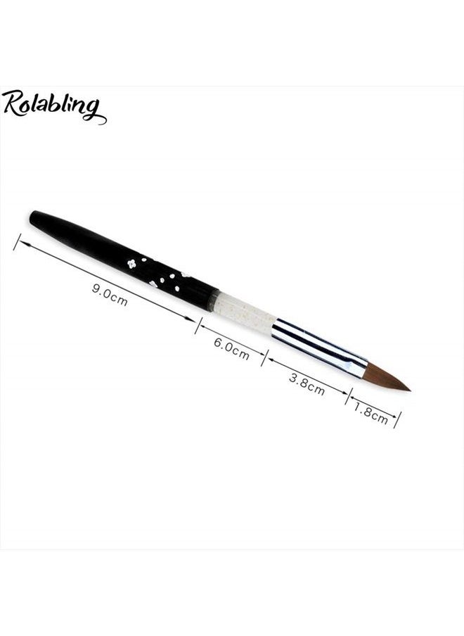 Rolabling - Size 8# Black 100% Kolinsky Sable Acrylic Nail Art Brushes UV Gel Nail Painting Pen Brushes (Size 8) - Image 1