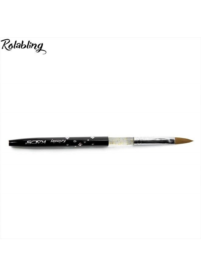 Rolabling - Size 8# Black 100% Kolinsky Sable Acrylic Nail Art Brushes UV Gel Nail Painting Pen Brushes (Size 8) - Image 1