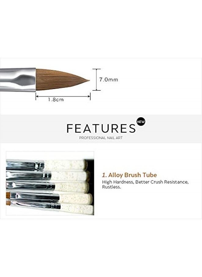 Rolabling - Size 8# Black 100% Kolinsky Sable Acrylic Nail Art Brushes UV Gel Nail Painting Pen Brushes (Size 8) - Image 1