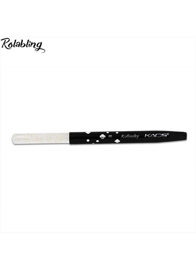 Rolabling - Size 8# Black 100% Kolinsky Sable Acrylic Nail Art Brushes UV Gel Nail Painting Pen Brushes (Size 8) - Image 1