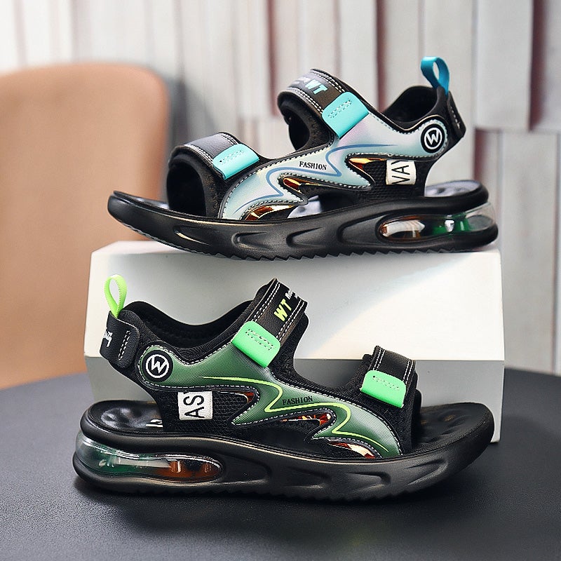 New Summer Boys'' Sports Shoes Air Cushion Soft Sole Student Sandals Children''s Beach Shoes Open Toe - Image 3
