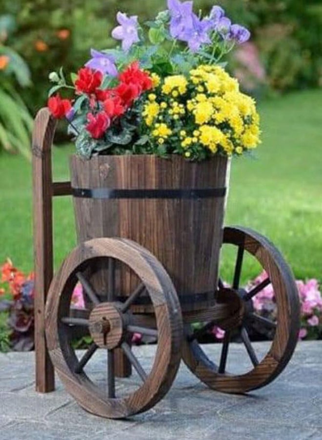 HOME TASTE Hometaste Wooden Flower Pot With Two Wheels For Indoor And Outdoor Garden Decoration 