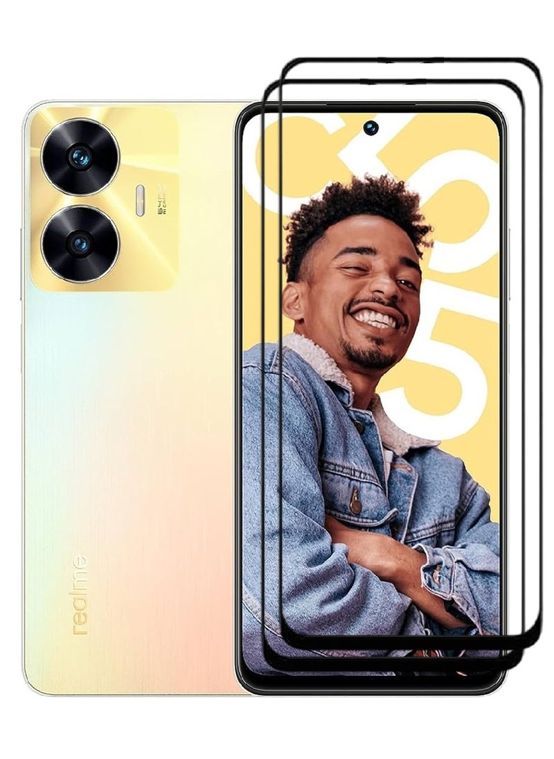AINA 2 Pieces Tempered Glass Screen Protector 5D Designed For Realme C55 Full Glue Edge to Edge Full Screen Coverage And Bubble Free - Image 1