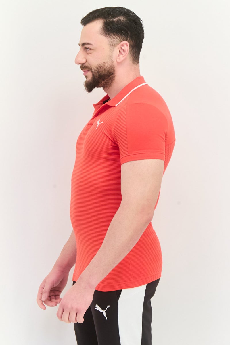 PUMA Men Slim Fit Short Sleeves Outdoor Polo Shirt, Red/White - Image 2