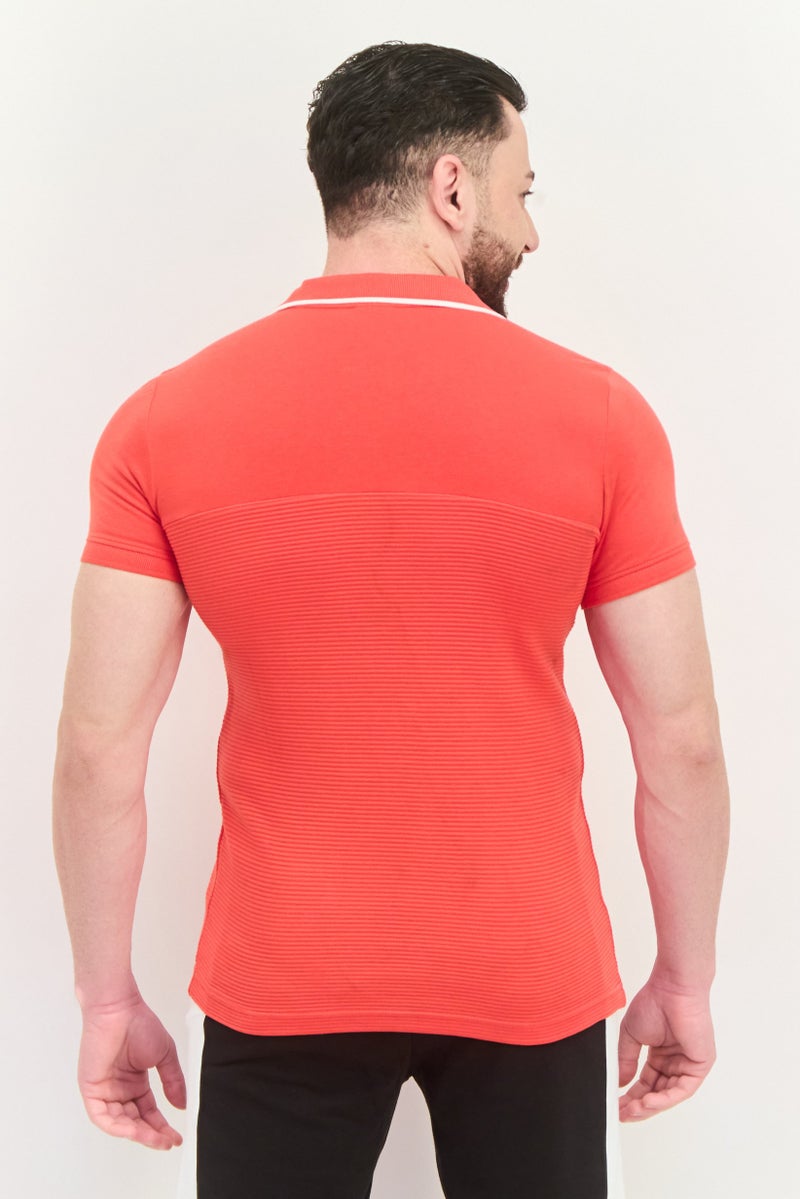 PUMA Men Slim Fit Short Sleeves Outdoor Polo Shirt, Red/White - Image 3