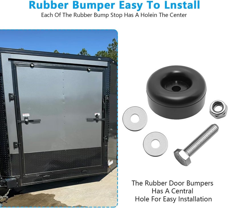 PWEOW Trailer Ramp Door Rubber Bumpers, 2.5" Round Rubber Bump Stops, fit for Trailer Door Bumper, Air Compressors, Pumps,Generators, Pressure Washers, with Screw Kits, 4-Pack Different assemble options - Image 4