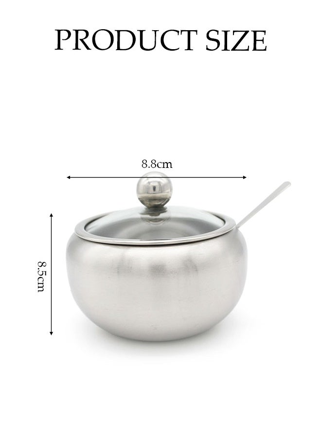 DUNISO Stainless Steel Spice Jar, Multifunctional Seasoning Box, Food Storage Container, Equipped With Spoon And Lid, High Temperature Resistance, Rust Prevention, Suitable For Storing Sugar, Salt, Seasoning, Pepper, 350ml  - Image 2