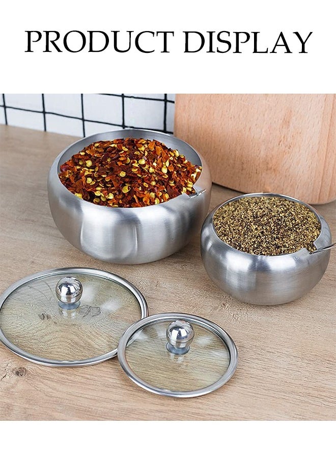 DUNISO Stainless Steel Spice Jar, Multifunctional Seasoning Box, Food Storage Container, Equipped With Spoon And Lid, High Temperature Resistance, Rust Prevention, Suitable For Storing Sugar, Salt, Seasoning, Pepper, 350ml  - Image 3