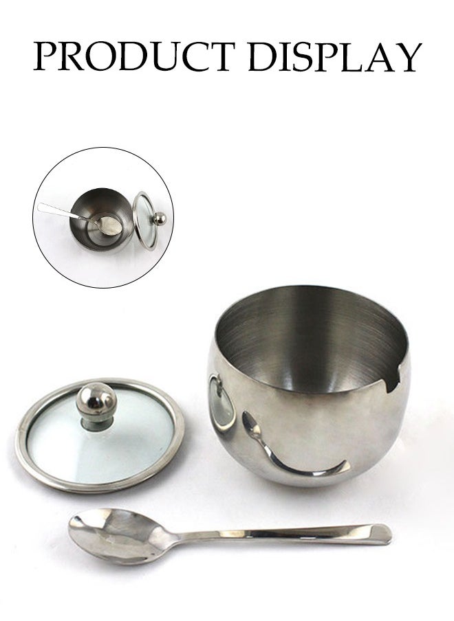 DUNISO - Stainless Steel Spice Jar, Multifunctional Seasoning Box, Food Storage Container, Equipped With Spoon And Lid, High Temperature Resistance, Rust Prevention, Suitable For Storing Sugar, Salt, Seasoning, Pepper, 350ml - Image 1