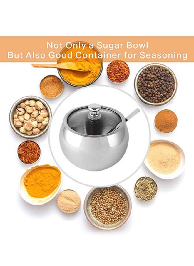 DUNISO Stainless Steel Spice Jar, Multifunctional Seasoning Box, Food Storage Container, Equipped With Spoon And Lid, High Temperature Resistance, Rust Prevention, Suitable For Storing Sugar, Salt, Seasoning, Pepper, 350ml  - Image 5