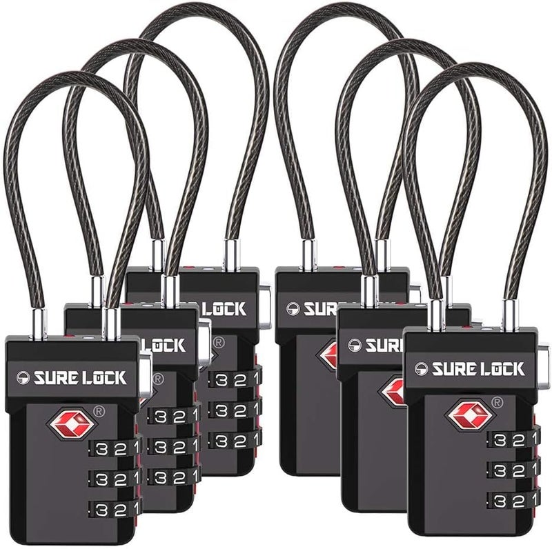 SURE LOCK TSA Approved 3-Digit Combination Luggage Locks – Open Alert Indicator, Re-settable Code with Zinc Alloy Body, Easy-Read Dials for Suitcase, Backpack, Gym Locker & Toolbox (Multiple Colors) - Image 1