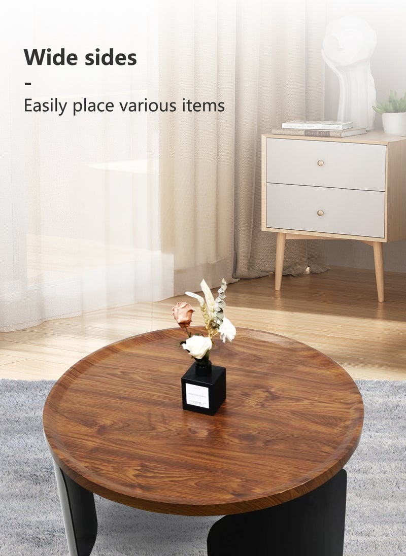 Sharpdo Minimalist Light Luxury Living Room Home Round Side Table, Small Tea Table Coffee Table, Metal Bracket 60*60*47CM - Image 4