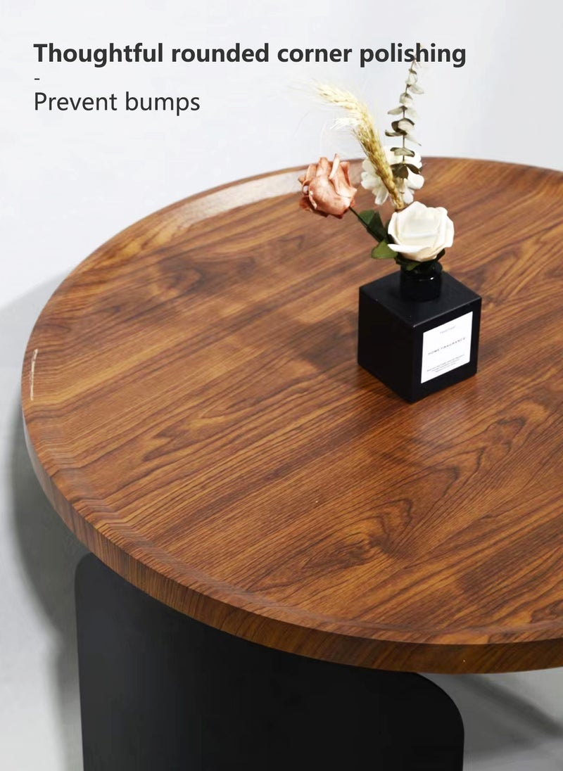 Sharpdo Minimalist Light Luxury Living Room Home Round Side Table, Small Tea Table Coffee Table, Metal Bracket 60*60*47CM - Image 5