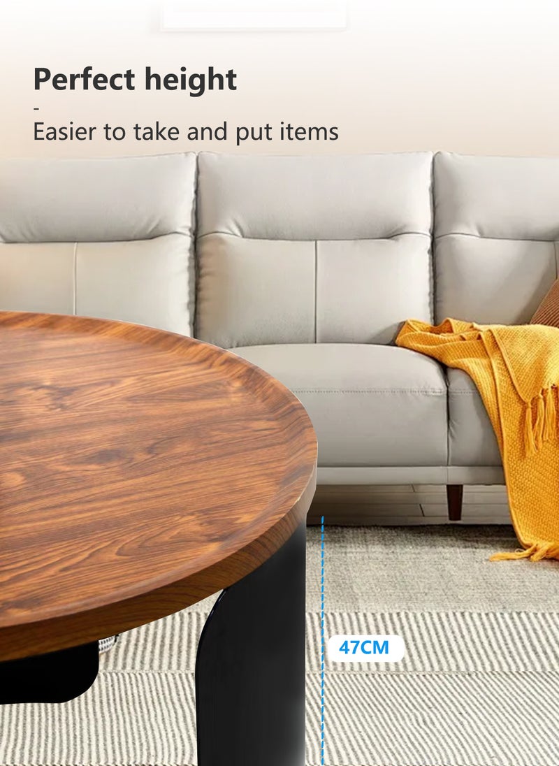 Sharpdo Minimalist Light Luxury Living Room Home Round Side Table, Small Tea Table Coffee Table, Metal Bracket 60*60*47CM - Image 3