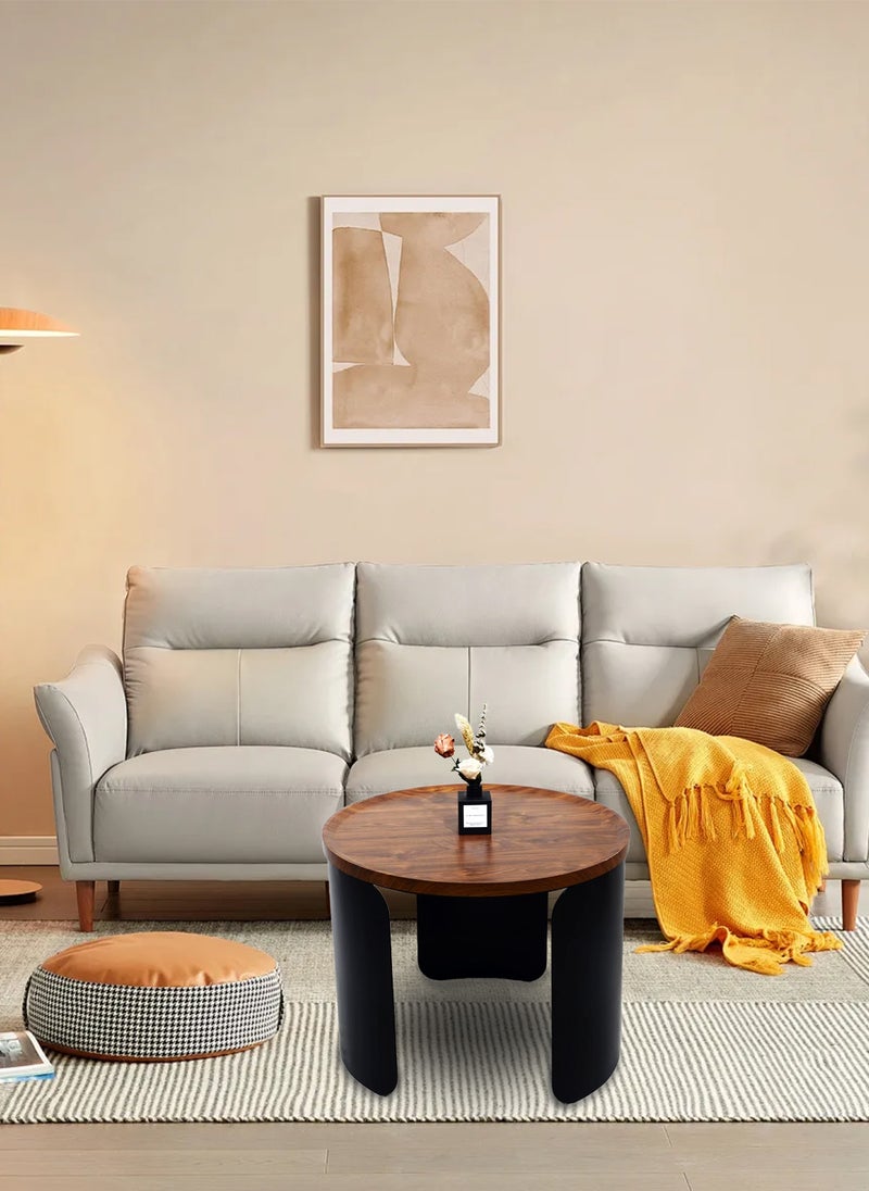 Sharpdo Minimalist Light Luxury Living Room Home Round Side Table, Small Tea Table Coffee Table, Metal Bracket 60*60*47CM - Image 1