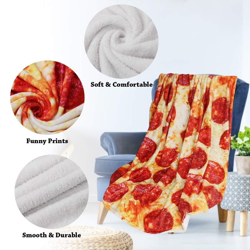 Lhedon Gifts for Men Pizza Blanket Adult Size 71 Inch  Graduation Gifts for Him  from Son  Pepperoni Pizza Food Blanket for Adult  Flannel Throw Blanket Funny Birthday Gifts for Boyfriend - Image 3