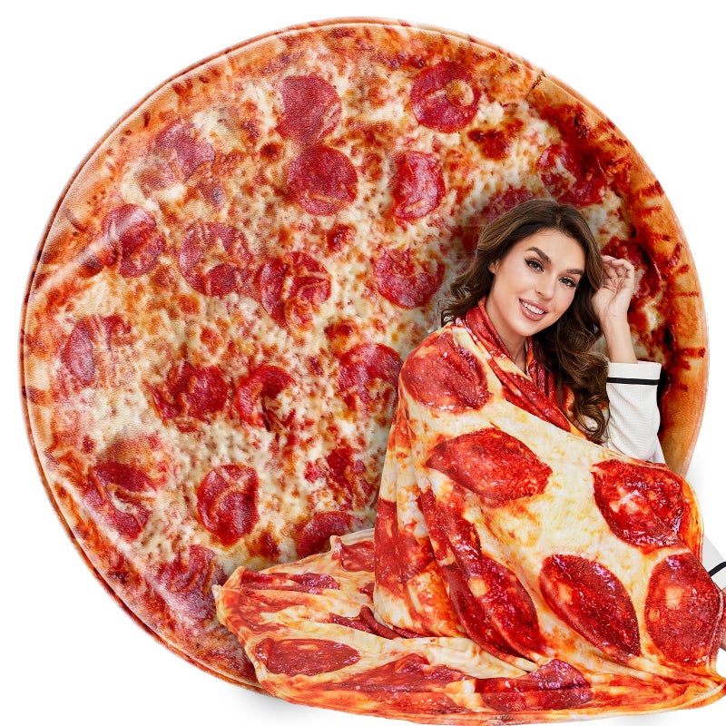 Lhedon Gifts for Men Pizza Blanket Adult Size 71 Inch  Graduation Gifts for Him  from Son  Pepperoni Pizza Food Blanket for Adult  Flannel Throw Blanket Funny Birthday Gifts for Boyfriend - Image 1