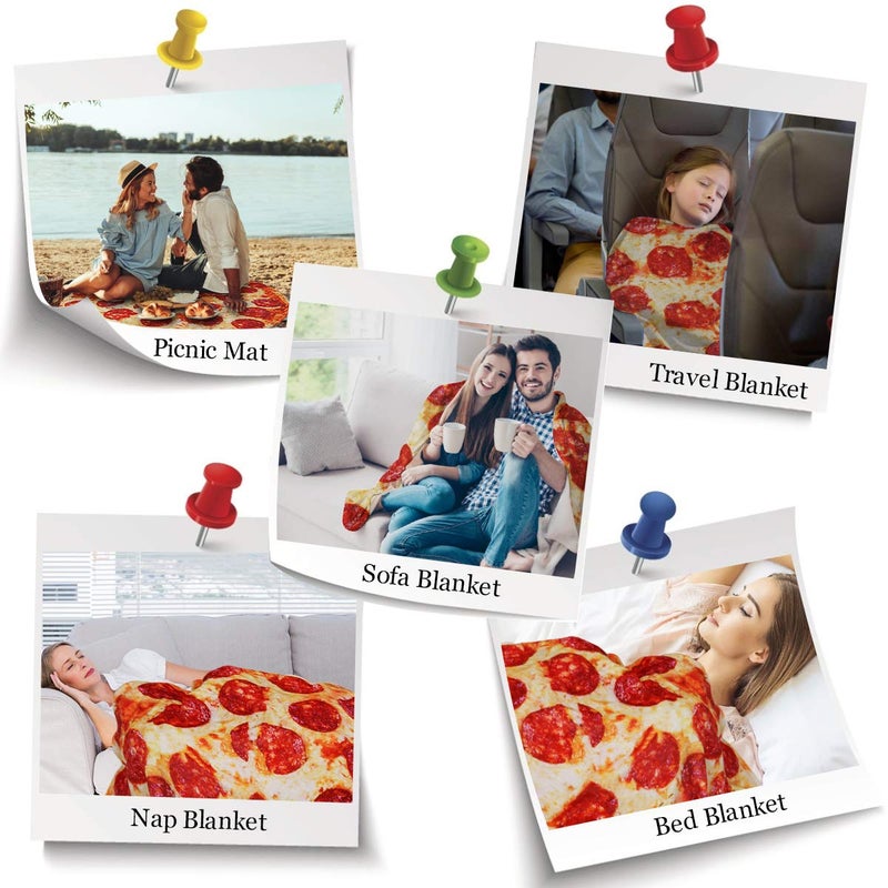 Lhedon Gifts for Men Pizza Blanket Adult Size 71 Inch  Graduation Gifts for Him  from Son  Pepperoni Pizza Food Blanket for Adult  Flannel Throw Blanket Funny Birthday Gifts for Boyfriend - Image 5