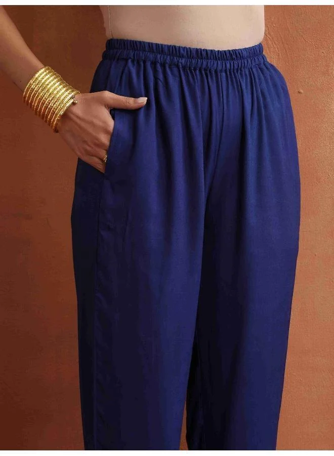 ترو برونز trueBrowns Blue Print A-line Kurta Set