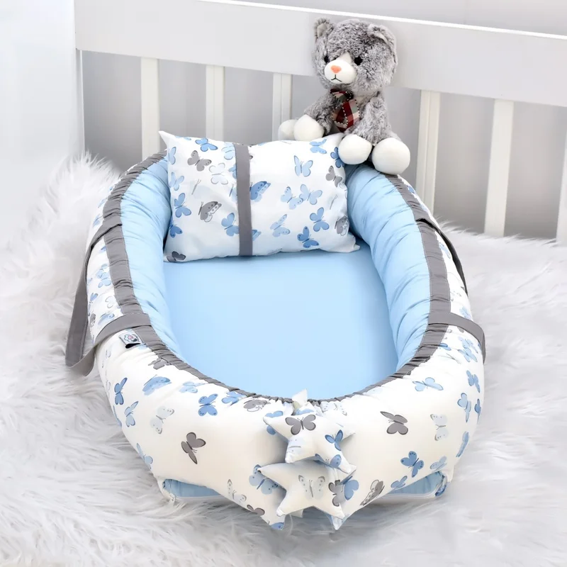 Ebabynest Butterfly Series Blue Butterfly Gray Combination Babynest