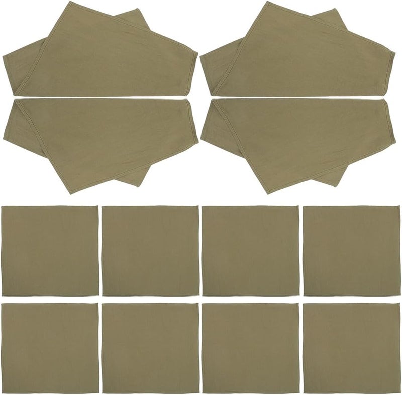 بياوبريتي 12 حزمة مناديل عشاء قطنية قابلة لإعادة الاستخدام باللون الأخضر الزيتون لحفلات الزفاف والمنزل - Image 1