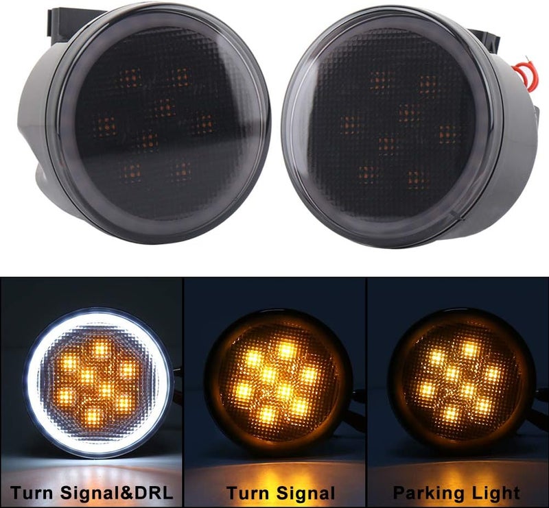 MOVOTOR JK Turn Signal Lights with White Halo and Amber LED - Image 2