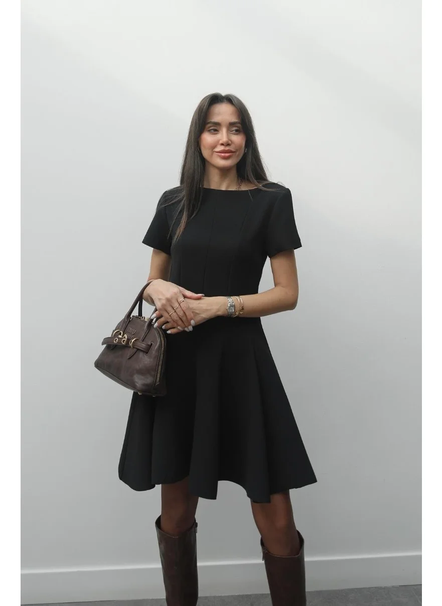 Havoş Black Flounce Short Dress