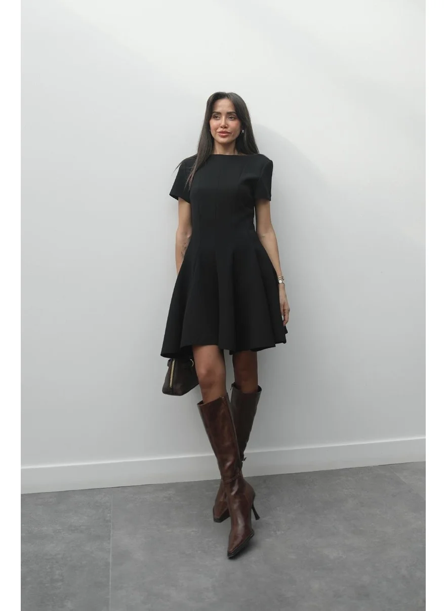 Havoş Black Flounce Short Dress