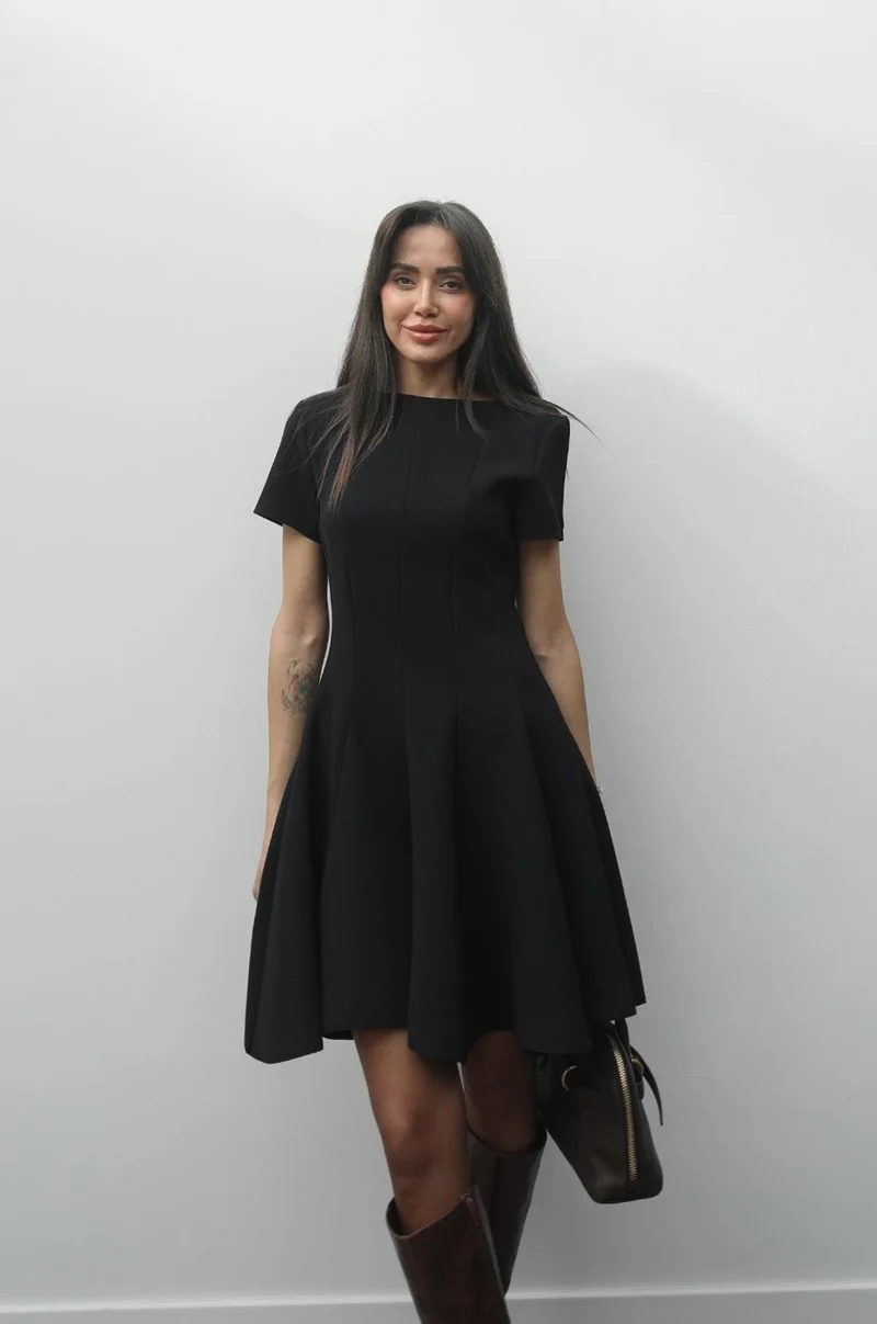 Havoş Black Flounce Short Dress