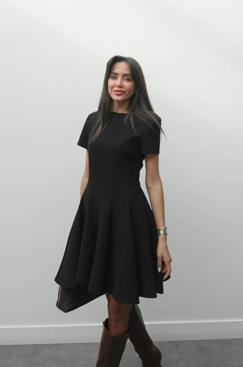 Havoş Black Flounce Short Dress